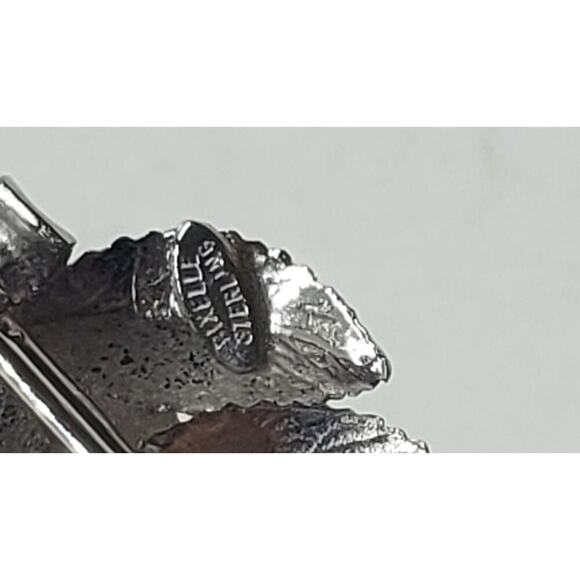 Vintage Brooch Sterling Silver Leaf Pin Floral 1960s Dixelle Jewelry 3D USA Made - Picture 4 of 6